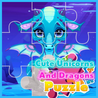 Cute Unicorns And Dragons Puzzle Game